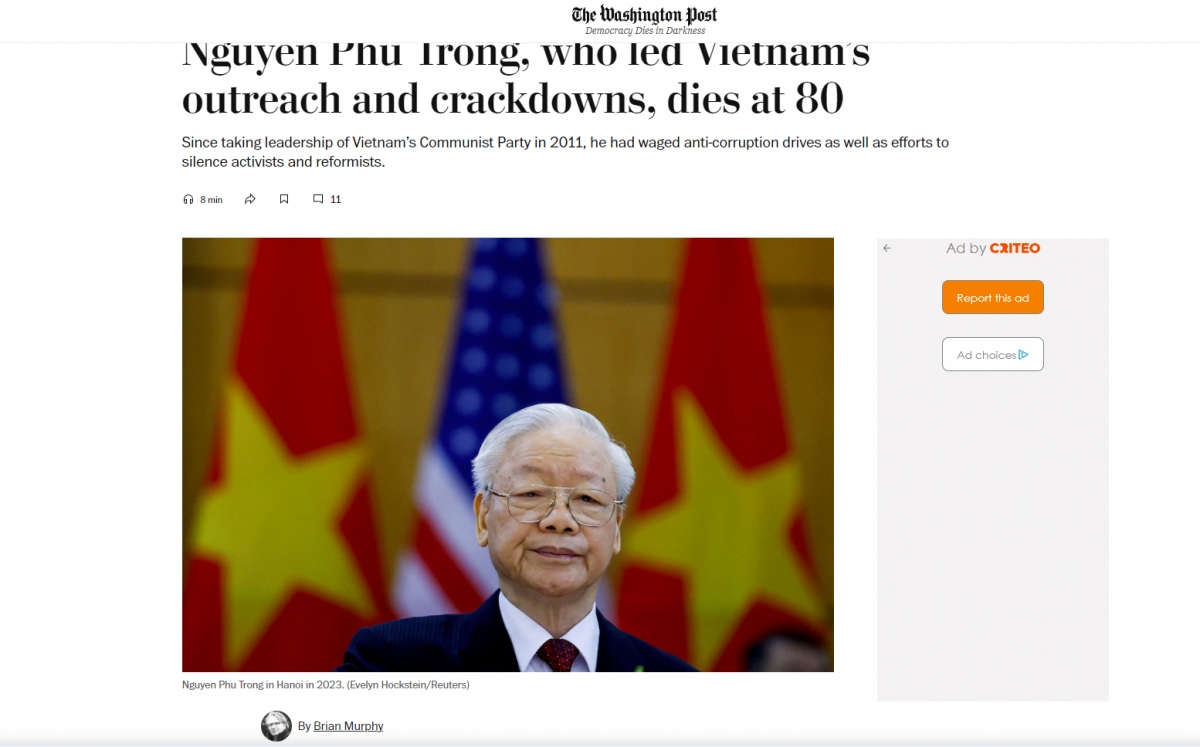 Vietnamese Party leader’s passing grabs international headlines